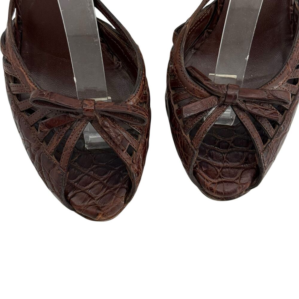 Gucci Brown Cyclamin Python Platform Heeled Sanda… - image 4